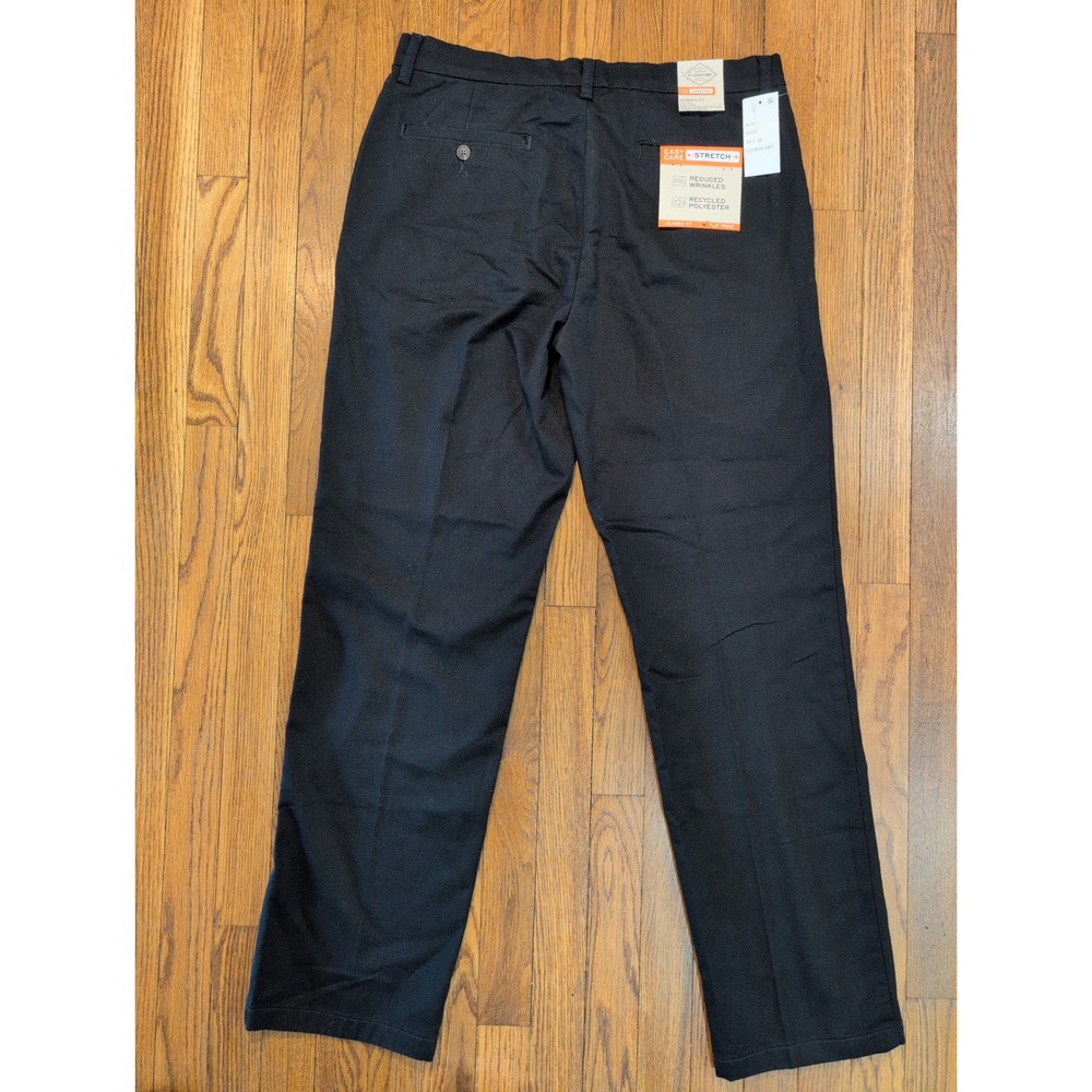 St Johns Bay Mens Black Classic Fit Easy Care Stretch Flat Front Pants 34x32 NWT - Picture 3 of 5